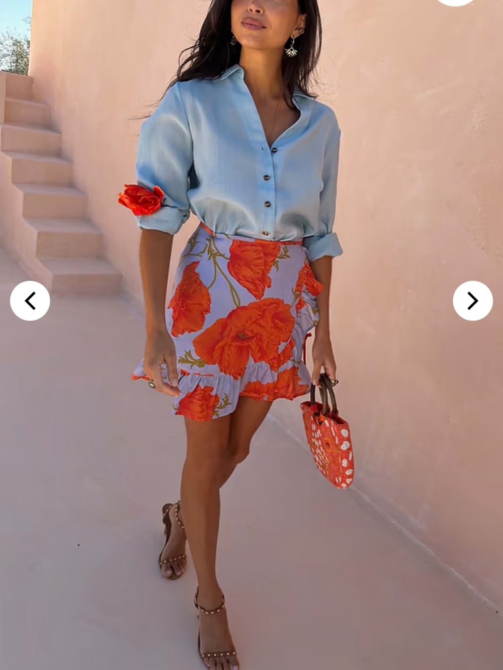 Never Fully Dressed Blue Poppy Mini Jaspre Skirt with Frill